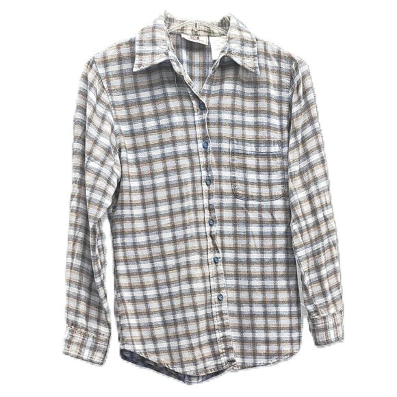 Vintage Faded Glory Authentic Wear Blue Flannel Size Small Very Good Condition - Picture 2 of 5